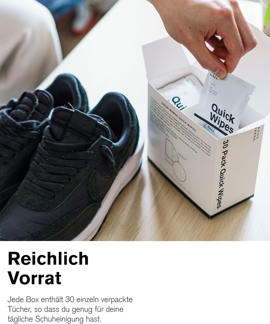 Jason Markk Quick Wipes, Schuhreiniger, Pflege für Sportschuhe, 30er Pack, Einzeln verpackt, Ideal f