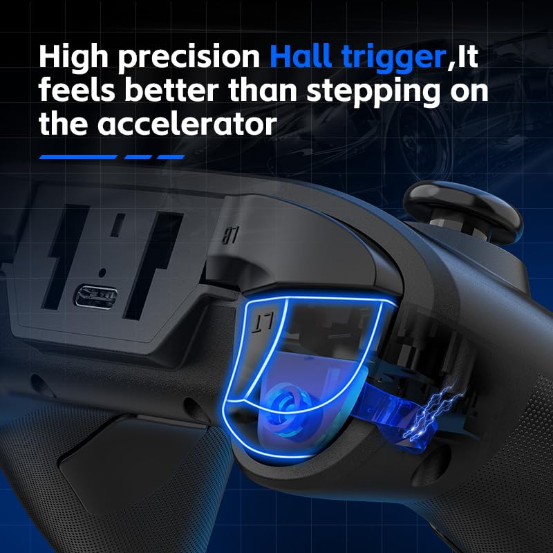 UHM PC Controller, Wireless 2.4G PC Gaming Controller PC Android Switch iPhone 6 Axis-Gyroskop,Hall-