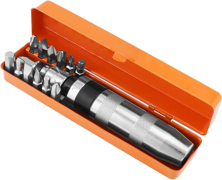 QWORK® 14-tlg Wende-Schlagschrauber-Satz, 1/2" Handschlagschrauber mit Schraubadapter un 12 Bits zum