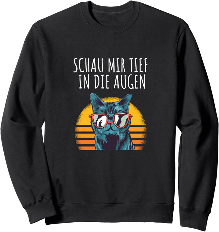 Katzen Retro Sunset Schau mir tief in die Augen Sweatshirt