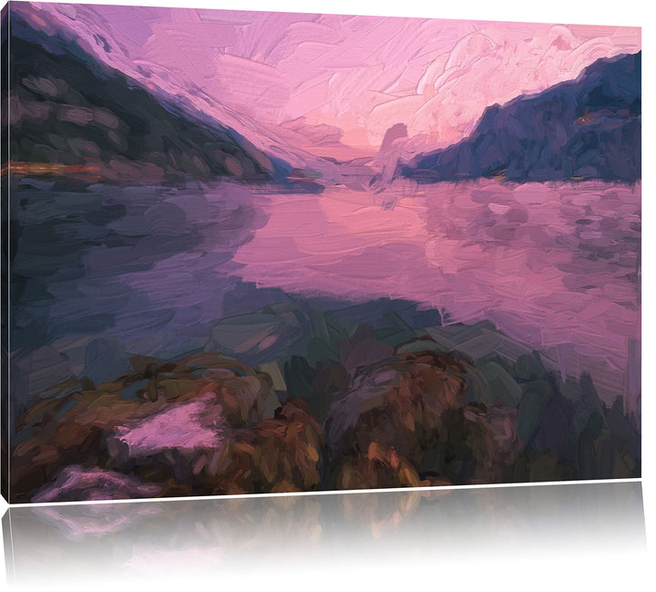 Pixxprint Gardasee in Italien Kunst als Leinwandbild/Grösse: 100x70 cm/Wandbild/Kunstdruck/fertig be
