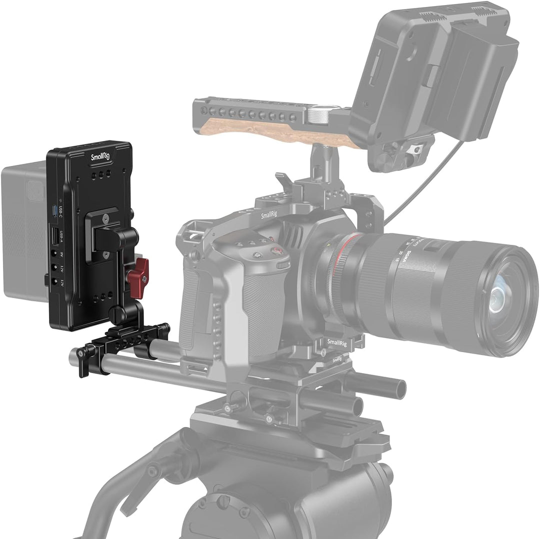 SMALLRIG V Mount Battery Adapter Plate, Adapterplatte Versorgungsverteiler mit 15mm Stangenklemme un
