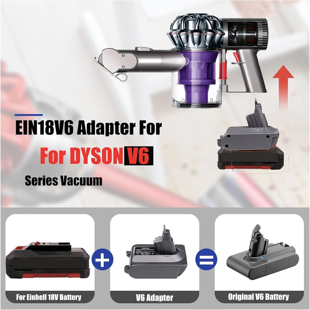 Adapter für Dyson V6 Staubsauger Convert für Einhell 18V Akku für V6 Akku Kompatibel mit DC58 DC59 D