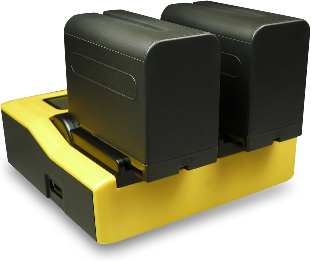 PATONA Dual LCD Akkulader Ladegerät mit 2 Akkus NP-F970 Kompatibel mit Sony CCD-TR1, TR200, TR3, TR3
