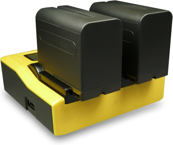 PATONA Dual LCD Akkulader Ladegerät mit 2 Akkus NP-F970 Kompatibel mit Sony CCD-TR1, TR200, TR3, TR3