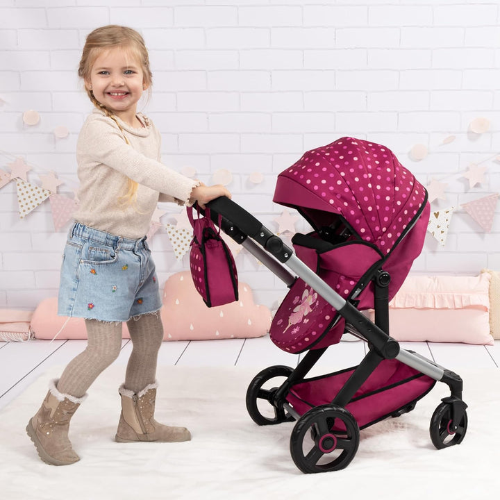Bayer Design 17067AA Puppenwagen Xeo mit Tasche, höhenverstellbarer Griff, Schwenkschieber, wandelba