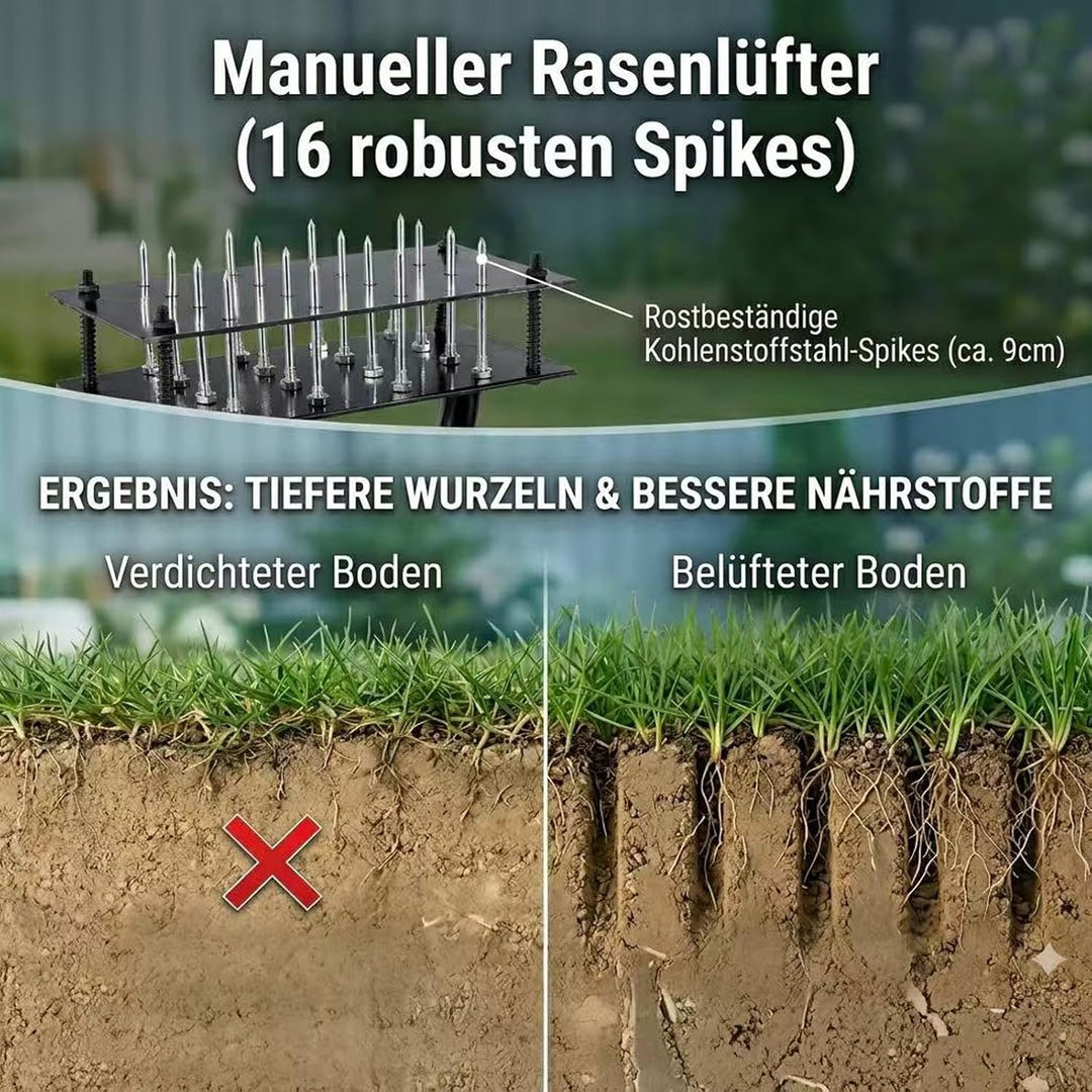 Aerifizierer für Rasen Manuell - Rasenbelüfter &amp; Aerifiziergabel | Aerifiziergabel mit Hohlsporn für