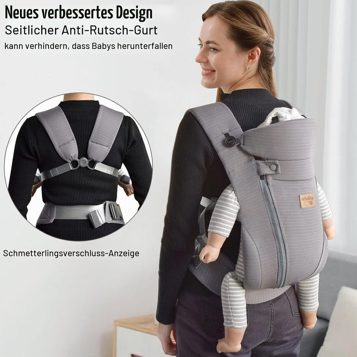 vrbabies Babytrage für Neugeborene ab Geburt,Upgrade Weich Ice Silk Babytrage mit Verstellbarer Gürt