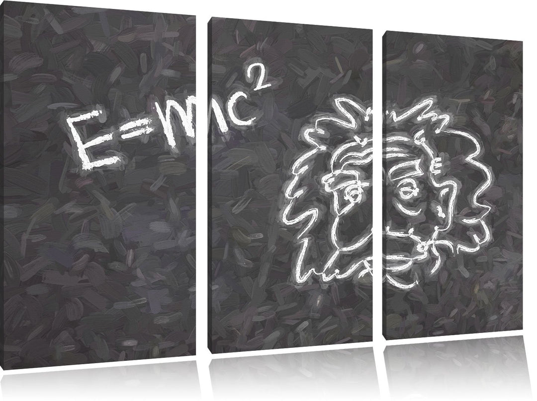 Pixxprint Albert Einstein als Leinwandbild/Grösse: 3 Teilig (120x80) cm/Wandbild/Kunstdruck/fertig b