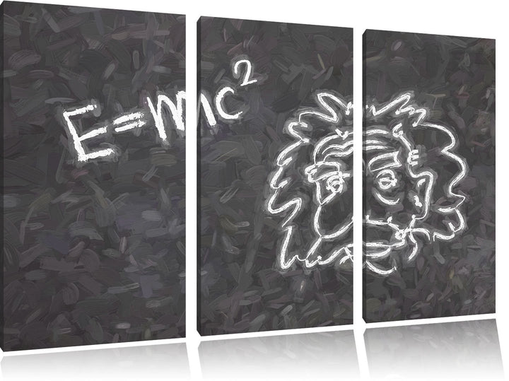 Pixxprint Albert Einstein als Leinwandbild/Grösse: 3 Teilig (120x80) cm/Wandbild/Kunstdruck/fertig b