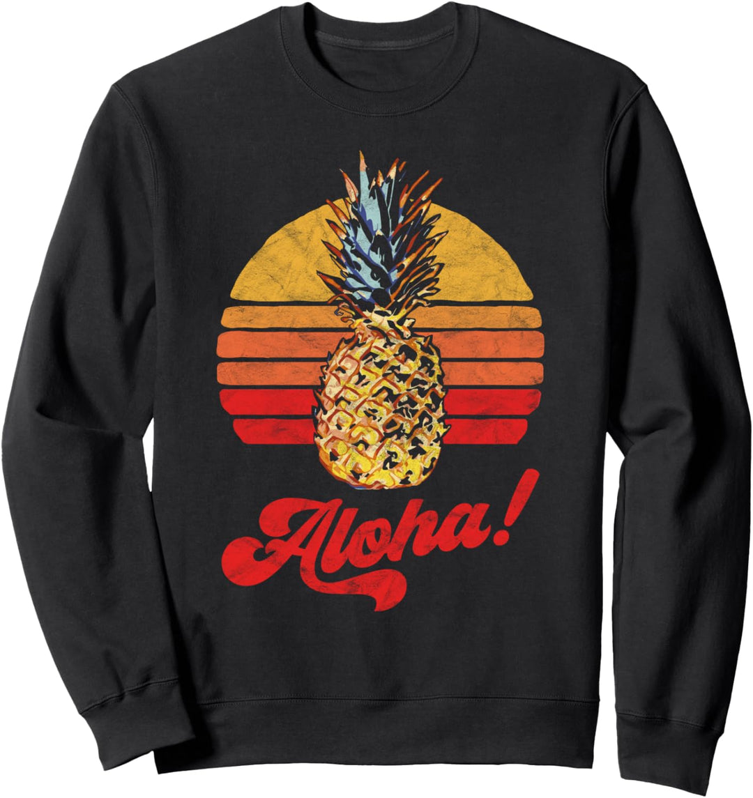 Aloha! Vintage Hawaii Pineapple Retro Minimalist Graphic Sweatshirt
