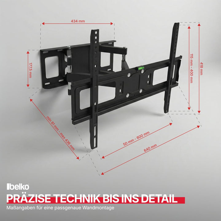 Belko® TV-Halterung 36"-70" - Stabile Wandhalterung für Grossbildfernseher - Schwenkbar & Neigbar -