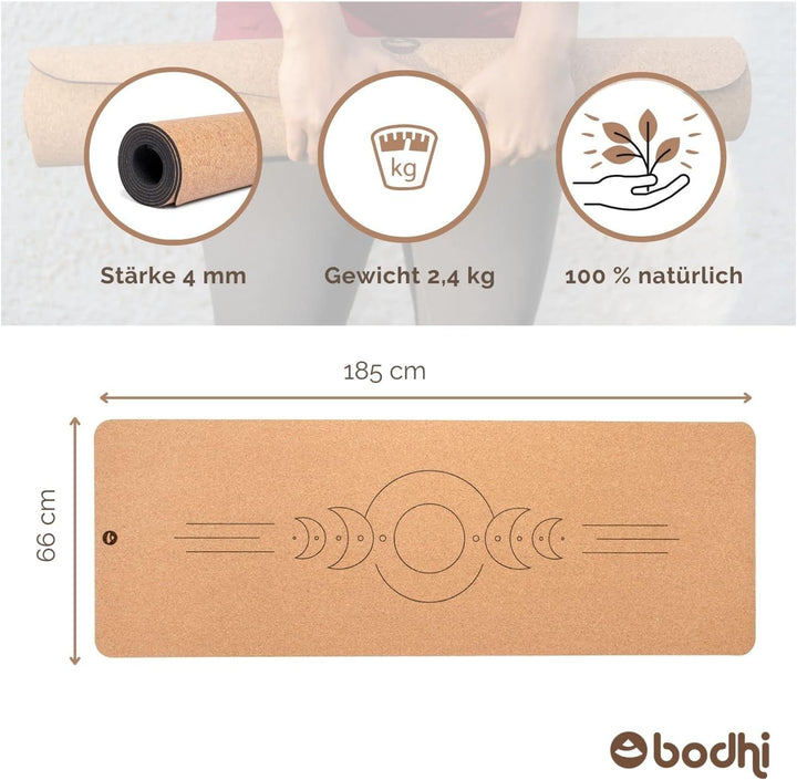 bodhi Yogamatte Kork | 4 mm | 100% Nachhaltig & Ökologisch | Hohe Rutschfestigkeit | Yoga Matte aus