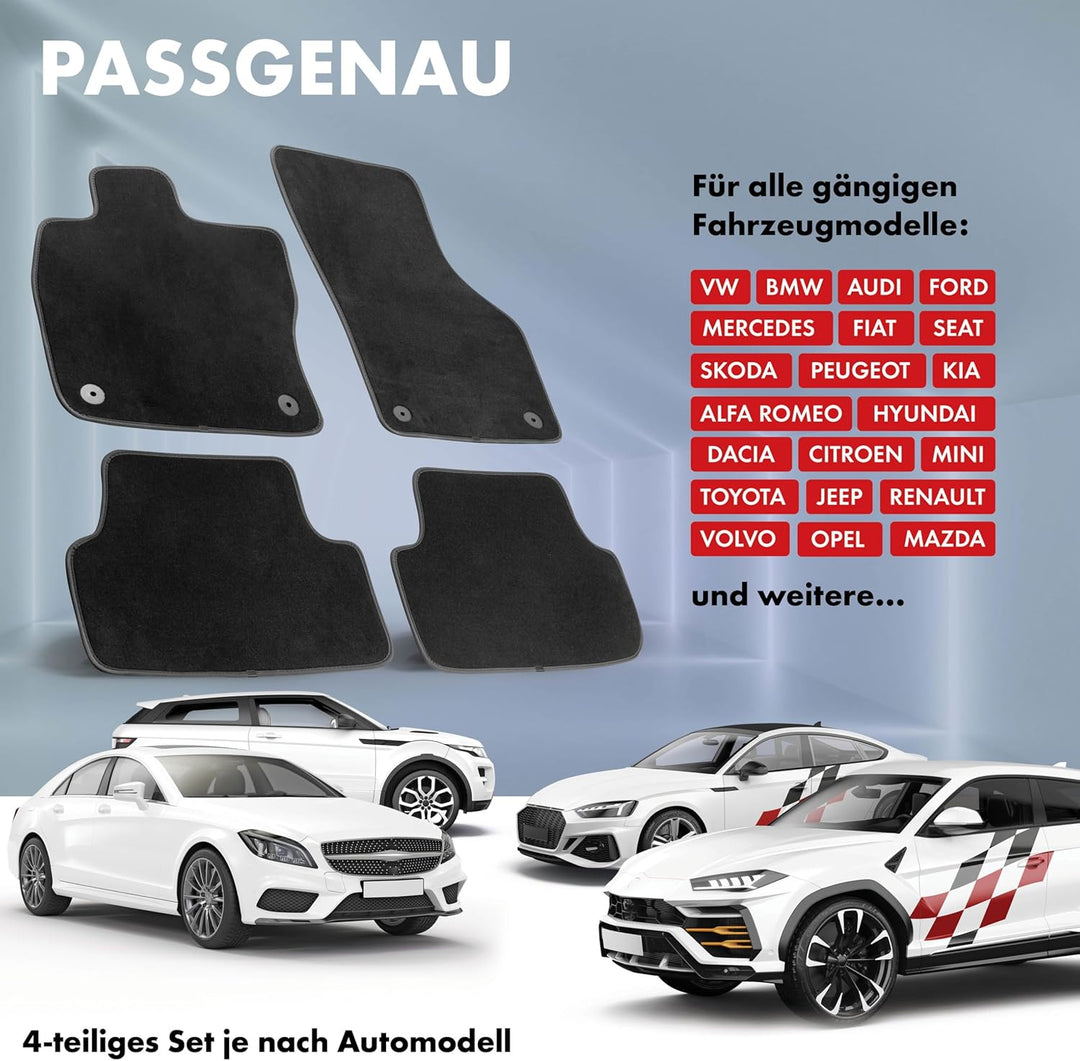 WALSER Premium Auto Teppiche kompatibel mit VW Scirocco 2008-2017, Golf VI 2008-2014, Jetta IV 2008-