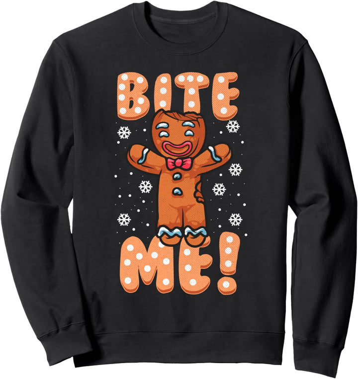Bite Me Lebkuchen Mann Weihnachten Cookie Vintage Sweatshirt