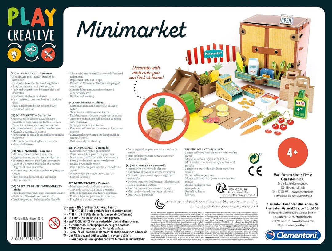 Clementoni 18550 – Play Creative – Minimarket – Made in Italy – Kunst-und Bastelset für Kinder ab 4