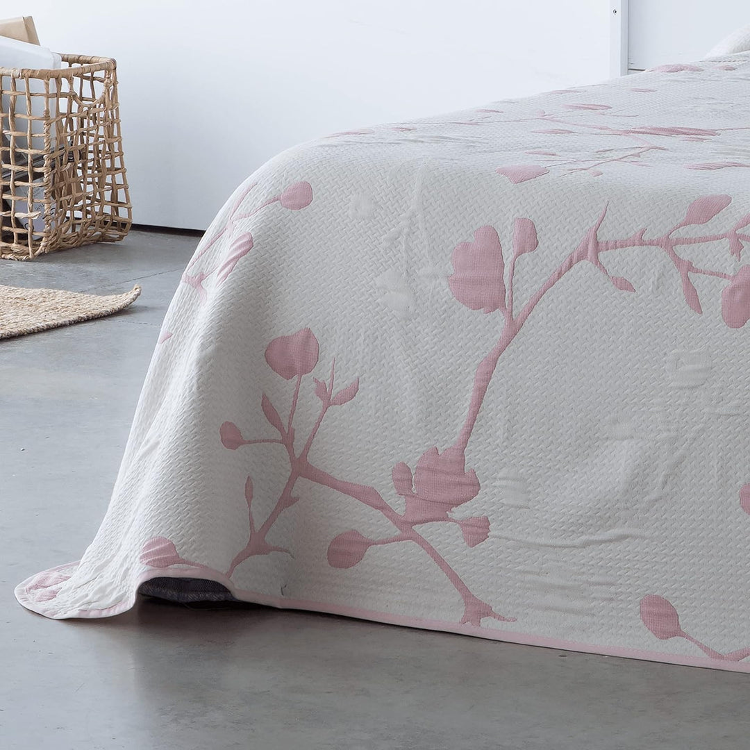 VIALMAN Leichte Tagesdecke Sofia 20 für Einzelbett, 105 cm, Polyester Baumwolle, Rosa, Cama 180 y 20