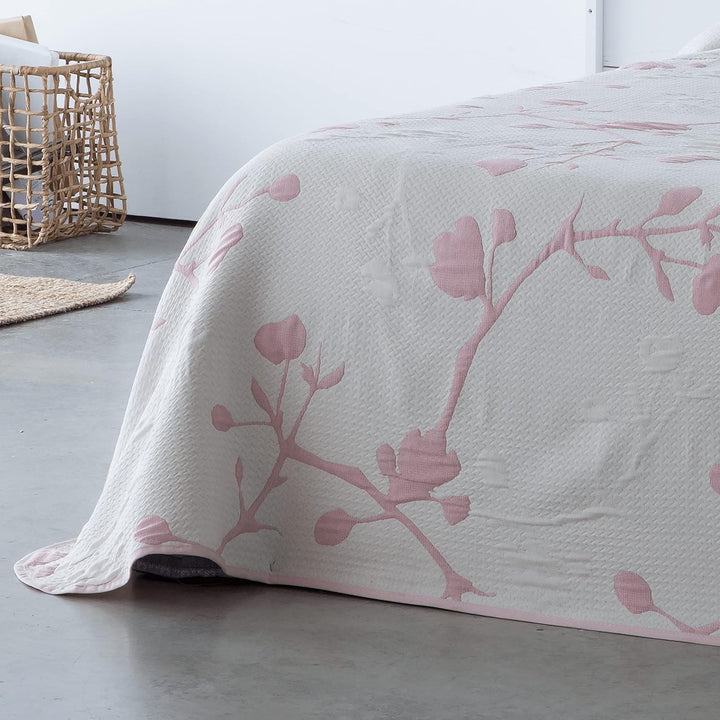 VIALMAN Leichte Tagesdecke Sofia 20 für Einzelbett, 105 cm, Polyester Baumwolle, Rosa, Cama 180 y 20