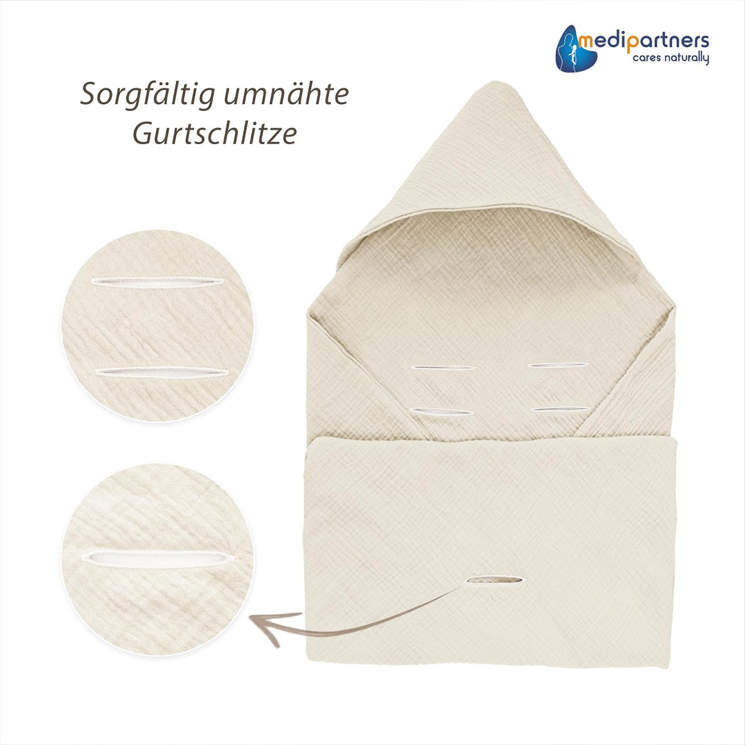 Medi Partners Einschlagdecke Baby Babyschale 100% Baumwolle für Sommer 85x85cm Kinderwagen Kuschelde