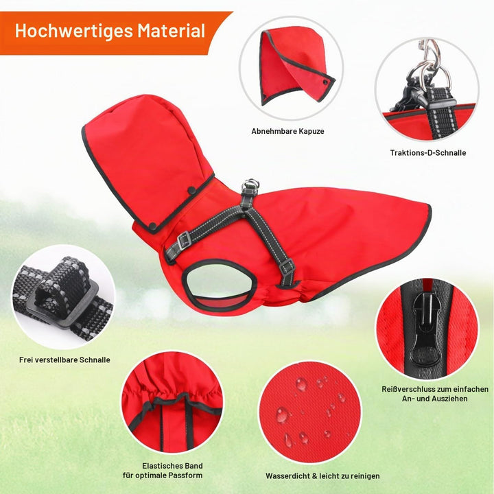 Mosucoirl Hunde Regenmantel Wasserdichter Hunde Kapuzenpullover Reflektierender Regenmantel mit Kapu