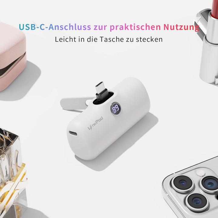 iWALK Powerbank USB-C 5000mAh, 20W Schnellladung Tragbares Power Bank mit Ständer, Klein Externer Ak