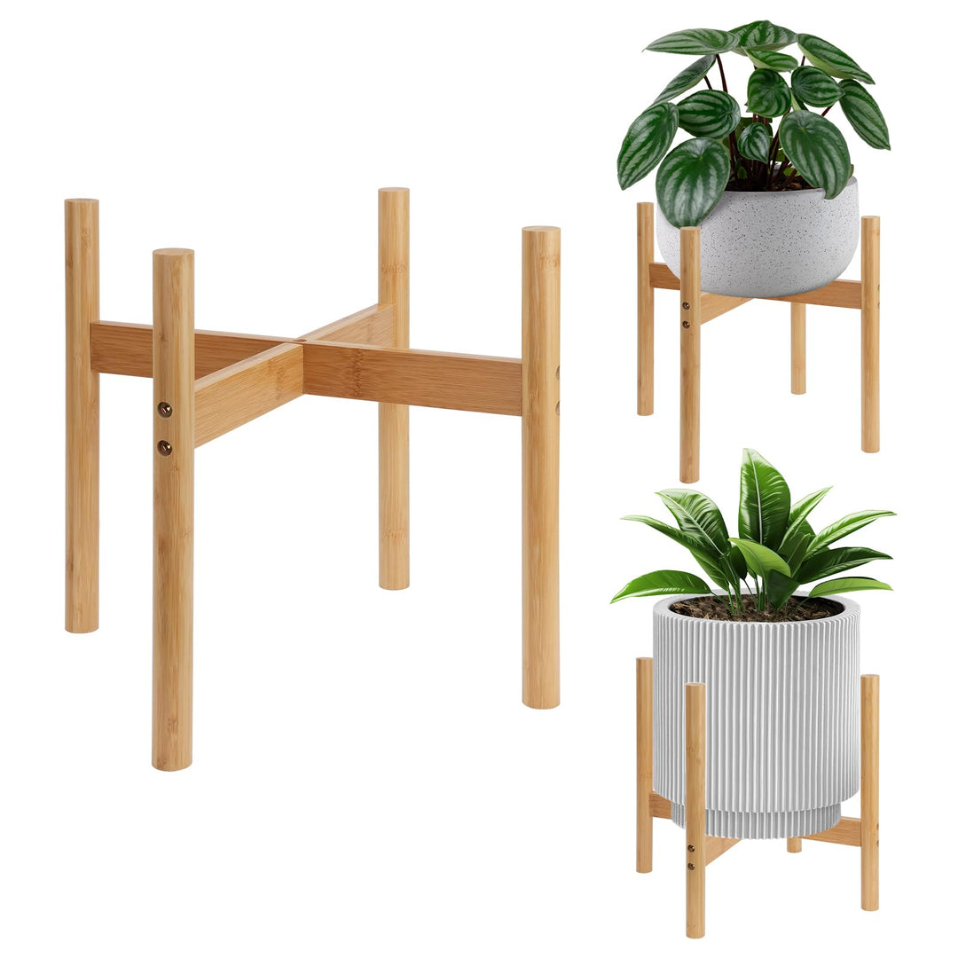 QUMENEY Moderner Pflanzenständer aus Holz, inspiriert vom Stil der Mitte des Jahrhunderts, für Haus,