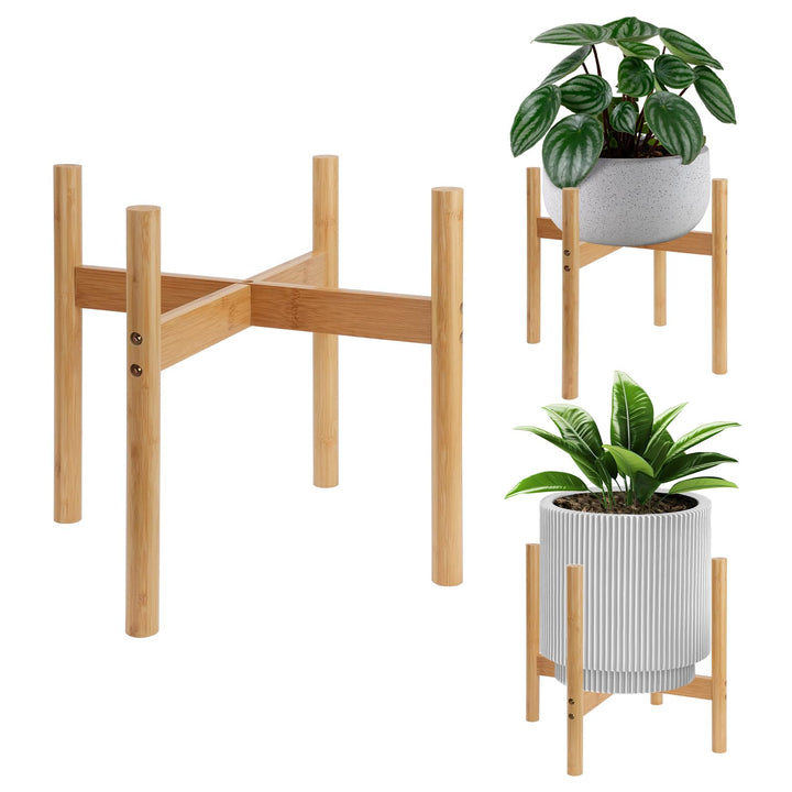 QUMENEY Moderner Pflanzenständer aus Holz, inspiriert vom Stil der Mitte des Jahrhunderts, für Haus,