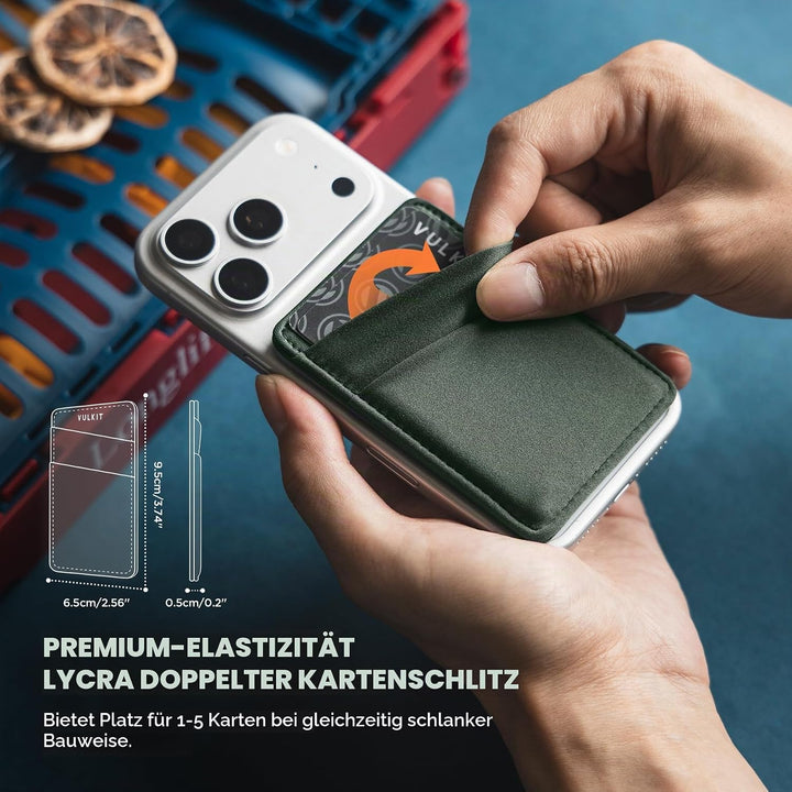VULKIT Magsafe Wallet Kompatibel mit iPhone 15/14/13/12er Serie, Dehnbarer Lycra-RFID-Kartenhalter m