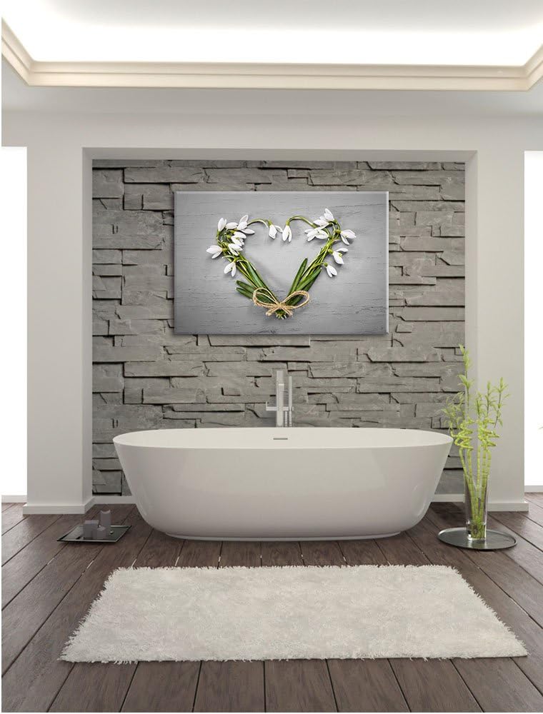 Pixxprint Herz aus Blumen als Leinwandbild/Grösse: 100x70 cm/Wandbild/Kunstdruck/fertig bespannt, 10