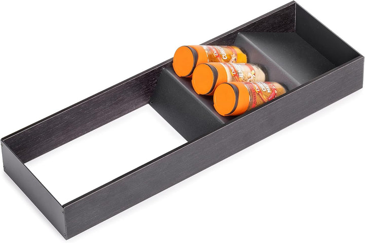 Emuca - schräger Organizer für Schublade, 150x470 mm, Grau anthrazit, Stahl und Holz Schräger Organi