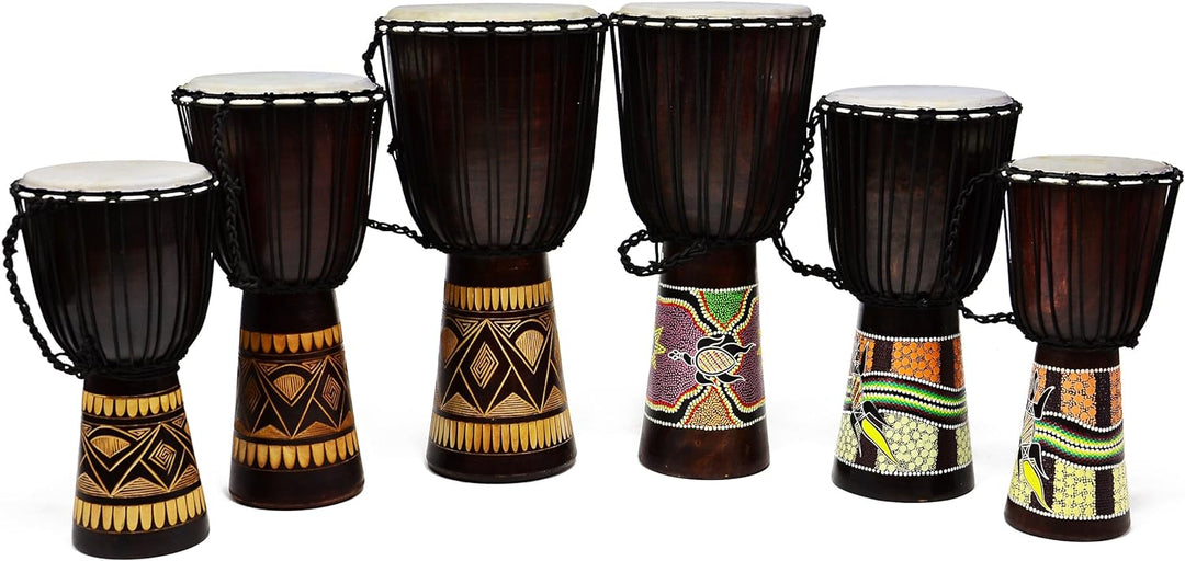 50 cm Djembe Trommel Buschtrommel Afrika-Style handbemalt exotischer Dotprint Schnüre Knoten Ziegenf