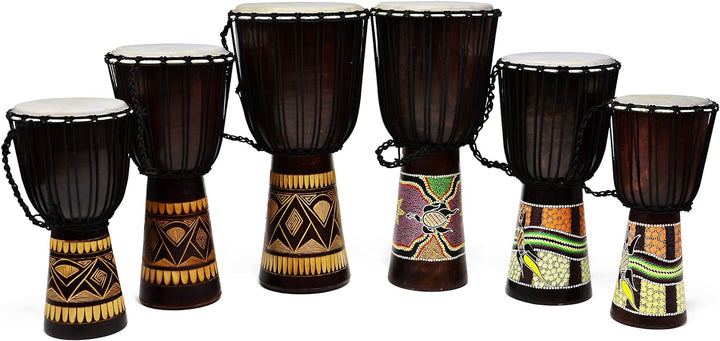 50 cm Djembe Trommel Buschtrommel Afrika-Style handbemalt exotischer Dotprint Schnüre Knoten Ziegenf