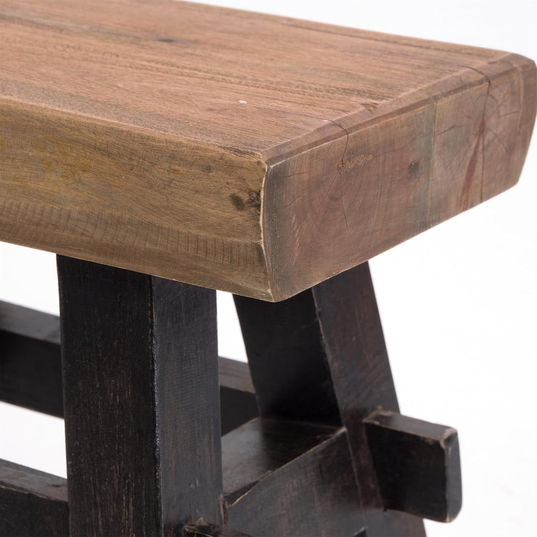 DESIGN DELIGHTS RUSTIKALER Holz HOCKER Vintage 40" | Recycling Hartholz, 43x45x27 cm (HxBxT) | Sitzh