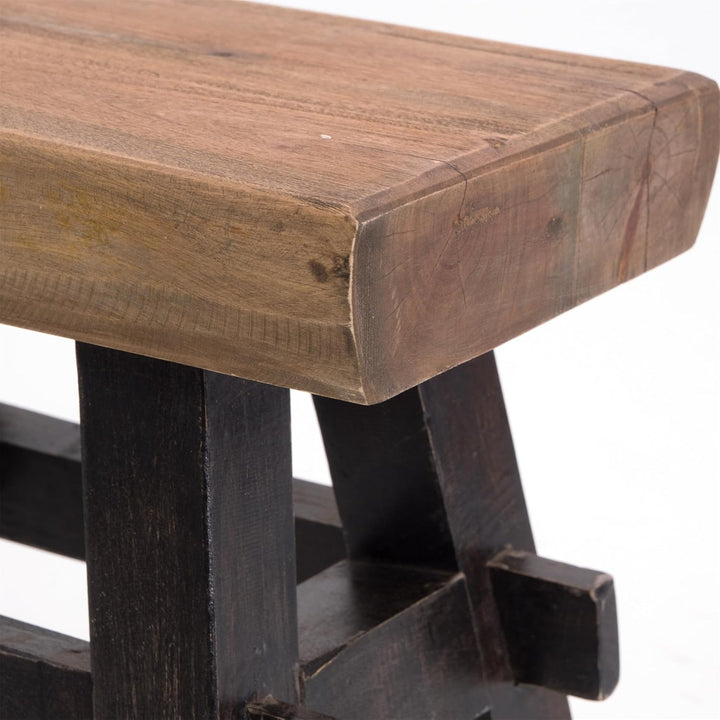 DESIGN DELIGHTS RUSTIKALER Holz HOCKER Vintage 40" | Recycling Hartholz, 43x45x27 cm (HxBxT) | Sitzh