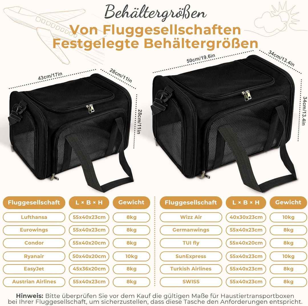 Lohofrnny Transporttasche Katze, Transportbox für Katze Hund, Katzentransporttasche, Faltbare Hausti