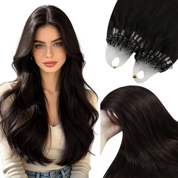 YoungSee Extensions Echthaar Microring Braun 40cm Microring Extensions Echthaar 1g Micro Ring Hair E