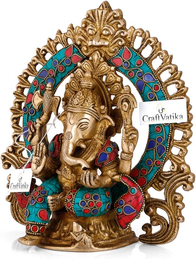 craftvatika Lord Ganesha Schrein Messing Idol Statue | Hindu Gott Ganesha Ganpati Decor Figur