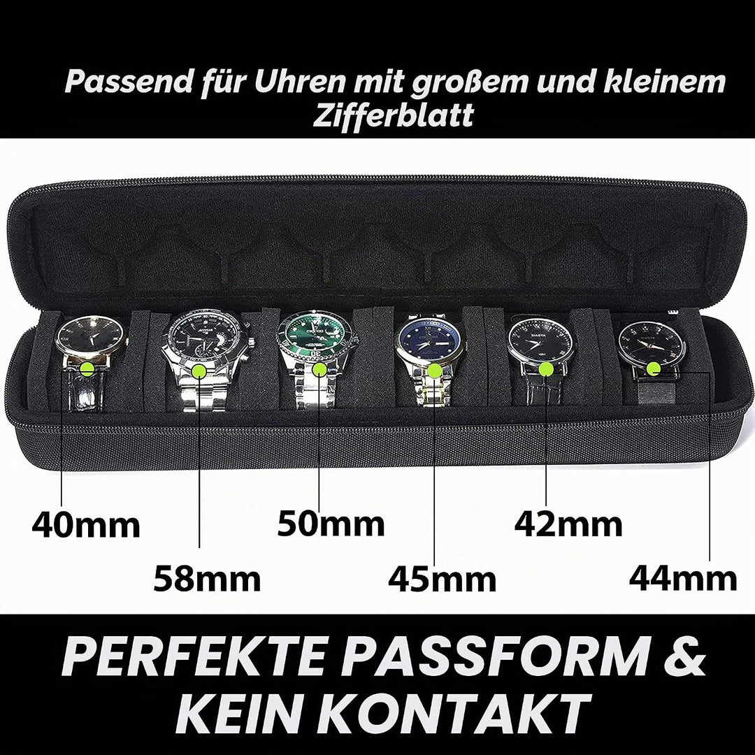 Hartschale, tragbare Uhrenreisetasche, Herren-Uhren-Reise-Organizer (schwarz, 6 Fächer) Schwarz 6 sl