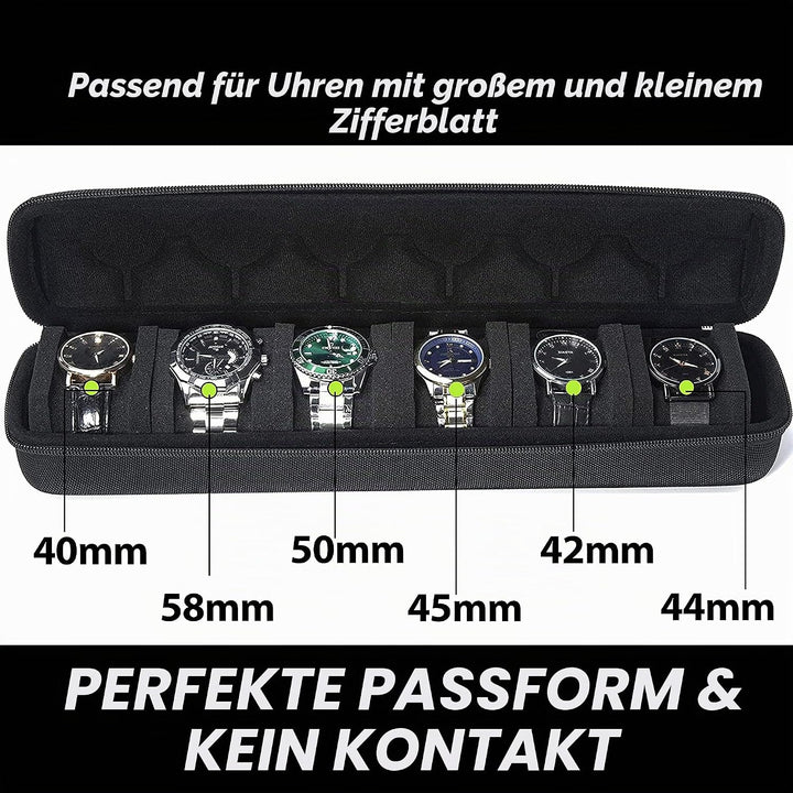Hartschale, tragbare Uhrenreisetasche, Herren-Uhren-Reise-Organizer (schwarz, 6 Fächer) Schwarz 6 sl
