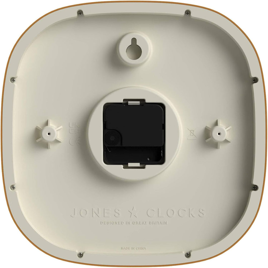 JONES CLOCKS® Sprite wanduhr | Moderne Retro abgerundete quadratische Uhr | 25cm | Senfgelb | Leicht