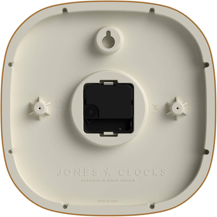 JONES CLOCKS® Sprite wanduhr | Moderne Retro abgerundete quadratische Uhr | 25cm | Senfgelb | Leicht
