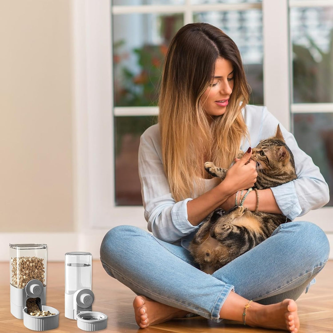 Automatischer Futter und Wasserspender: PRITOK 2 Stück Futterspender und Wasserspender für Haustiere