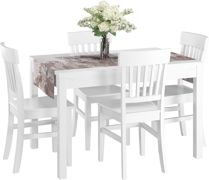 Erst-Holz Weisser schmaler Esszimmertisch aus Kiefer massiv 70x120 cm wählbares Tischbein-Design V-9