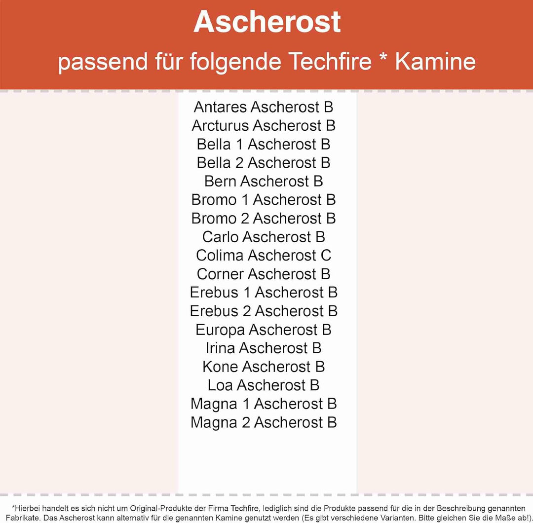 Kaminrost - Passend für Techfire Kaminöfen inkl. Modellübersicht - Ascherost Kamin aus massivem Stah