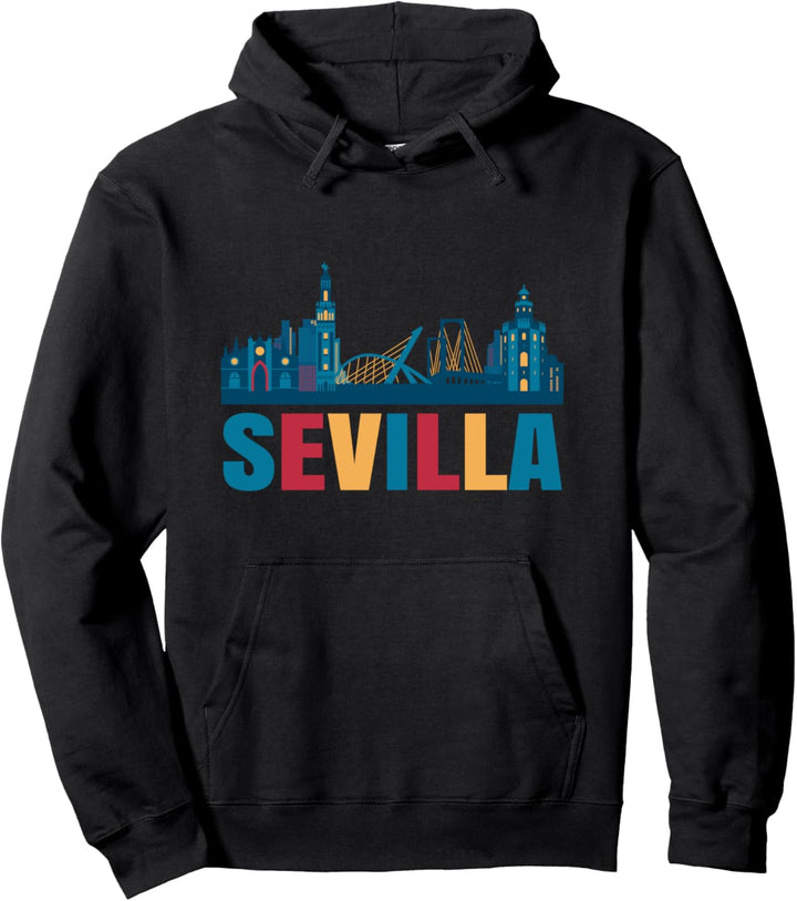 Sevilla Buntes Gebäude Pullover Hoodie