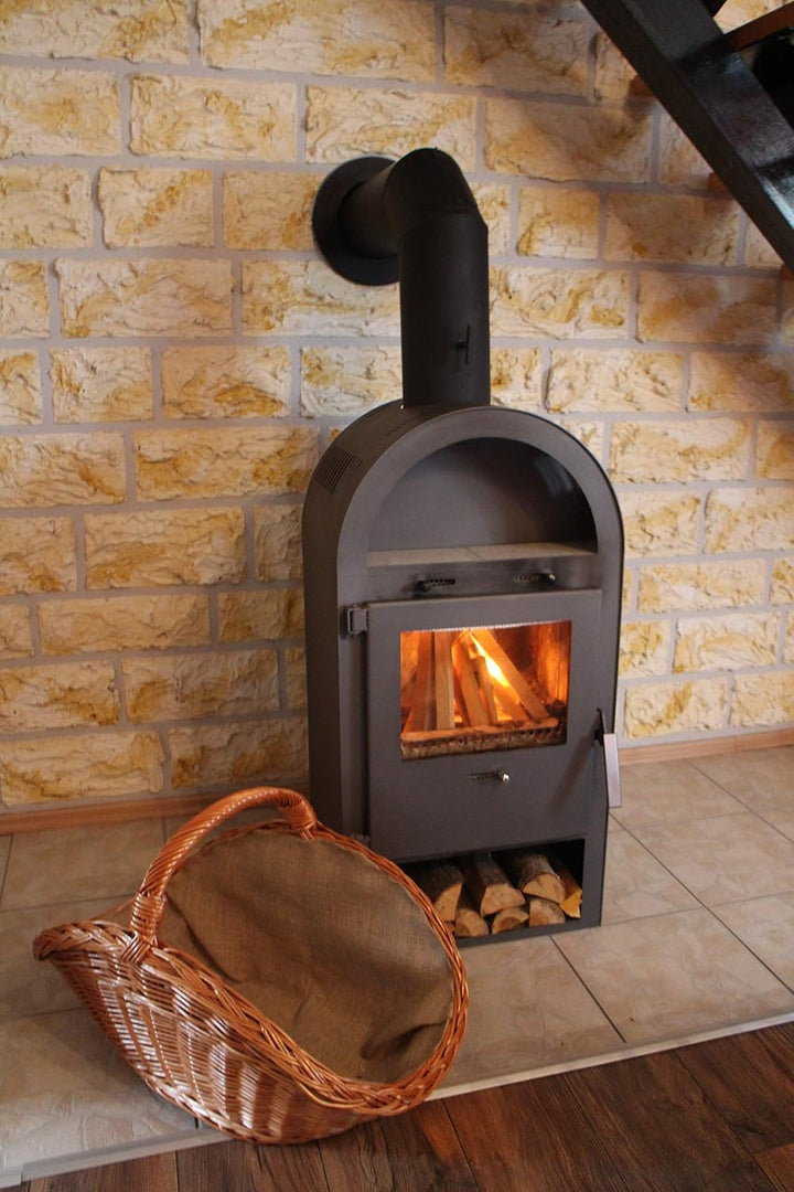 grosser Kaminholzkorb aus Weide mit Jute Kaminholztasche Feuerholzkorb Weidenkorb Kaminkorb Holzkorb