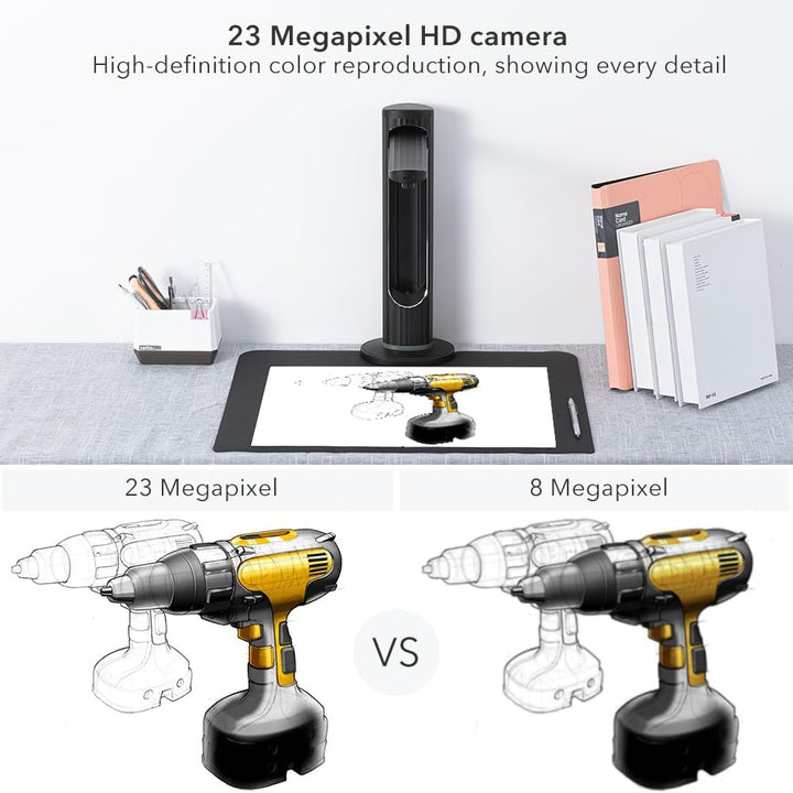K2 Dokumentenscanner 23 MP: Automatisches Flachrechnen bis zum A3-Format Buchscanner OCR in Echtzeit