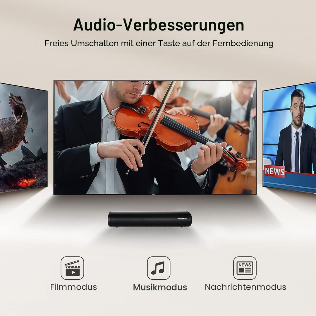 Bluetooth Soundbar für TV Geräte, PC Lautsprecher, Fernbedienung im Lieferumfang enthalten, kompakt,