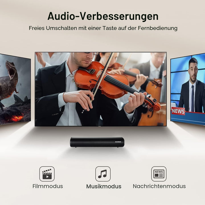 Bluetooth Soundbar für TV Geräte, PC Lautsprecher, Fernbedienung im Lieferumfang enthalten, kompakt,