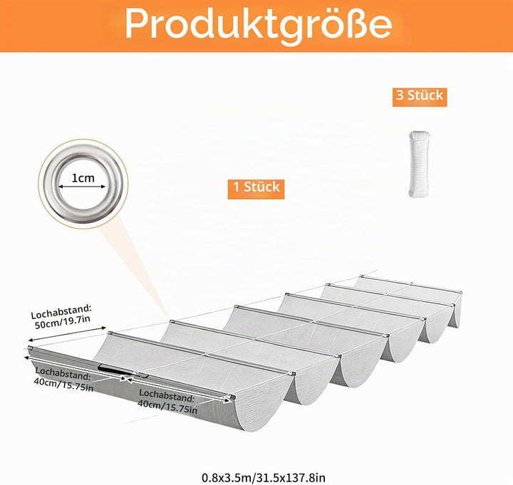 Einziehbare Welle Sonnensegel,Verstellbar Schattenabdeckung 0.8x3.5m,Nach Mass Wellenmarkise Verstel